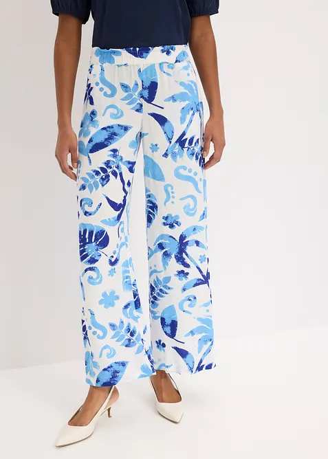 Pantaloni larghi fantasia in viscosa operata, bonprix