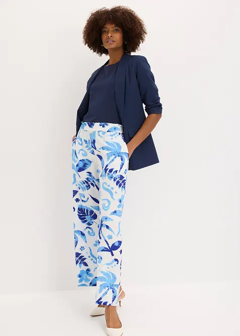 Pantaloni larghi fantasia in viscosa operata, bonprix