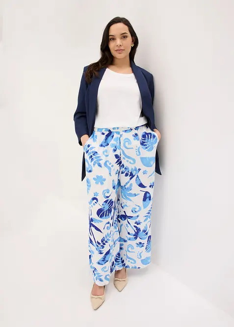 Pantaloni larghi fantasia in viscosa operata, bonprix