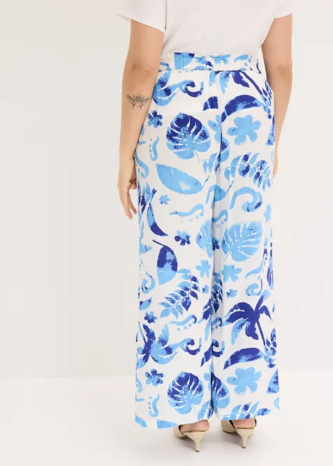 Pantaloni larghi fantasia in viscosa operata, bonprix