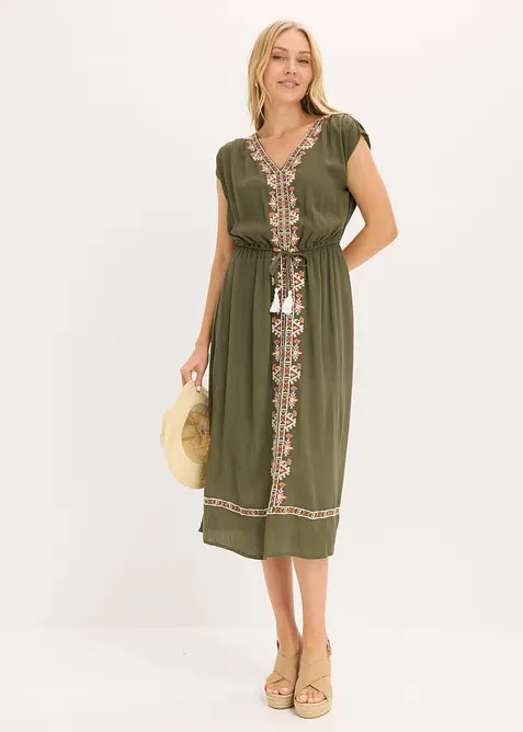 Abito midi boho chic in viscosa fluida, bonprix
