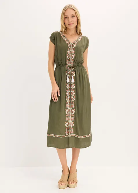 Abito midi boho chic in viscosa fluida, bonprix