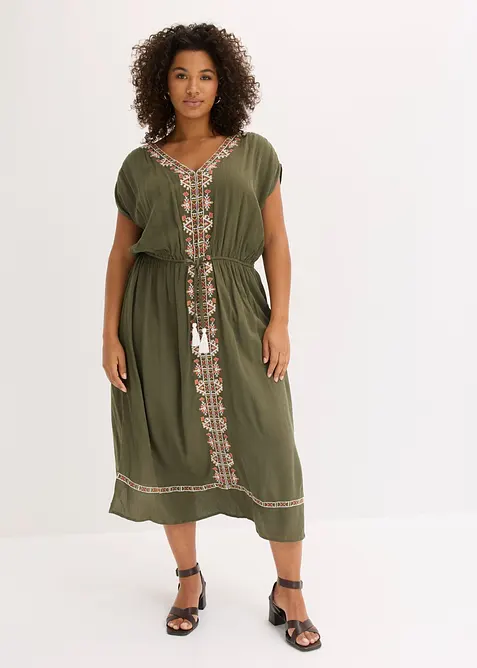 Abito midi boho chic in viscosa fluida, bonprix