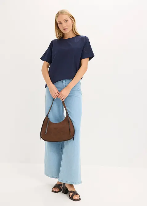 T-shirt con ricami traforati, bonprix