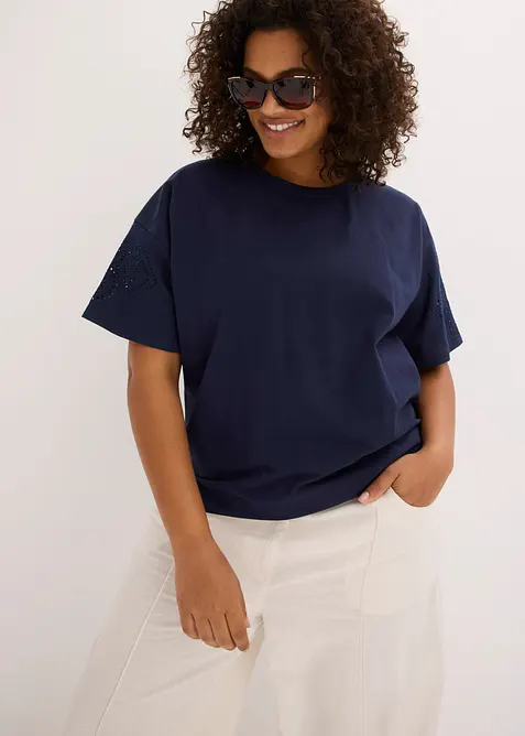 T-shirt con ricami traforati, bonprix