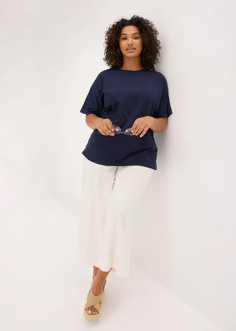 T-shirt con ricami traforati, bonprix