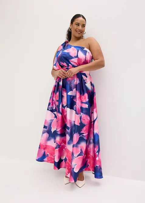 Abito monospalla in satin lucido, bonprix