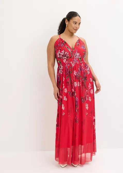 Abito lungo in tulle delicato con spalline, bonprix