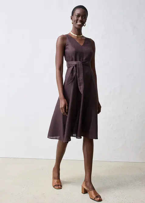 Abito midi in puro lino, bonprix