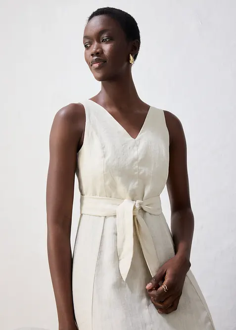 Abito midi in puro lino, bonprix