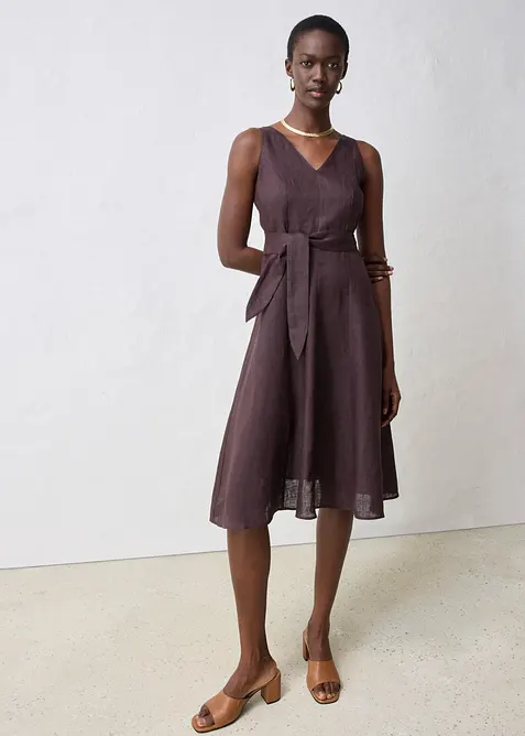 Abito midi in puro lino, bonprix