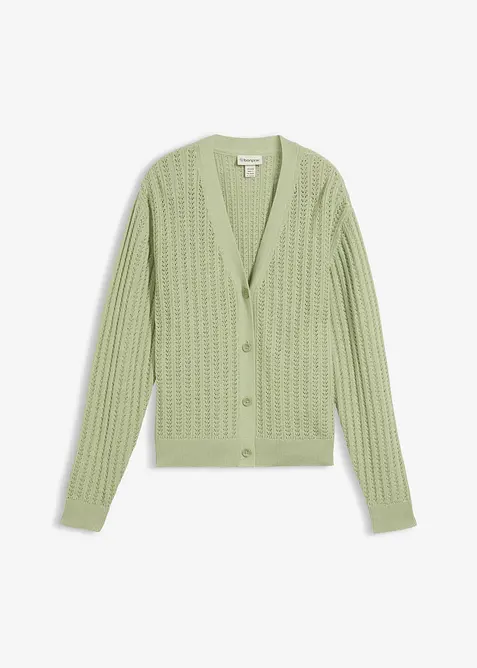 Cardigan traforato in misto lino, bonprix