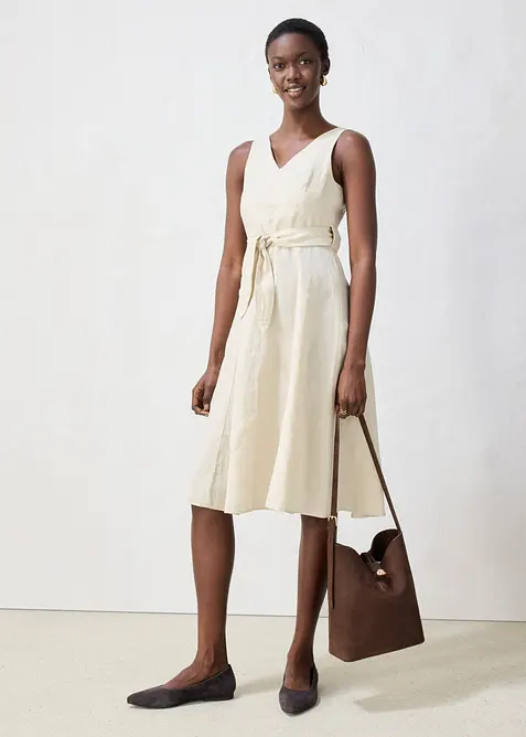 Abito midi in puro lino, bonprix