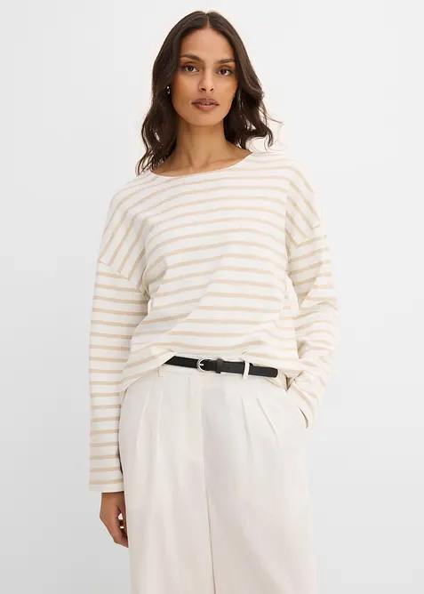 Maglia a maniche lunghe a righe in cotone biologico, bonprix