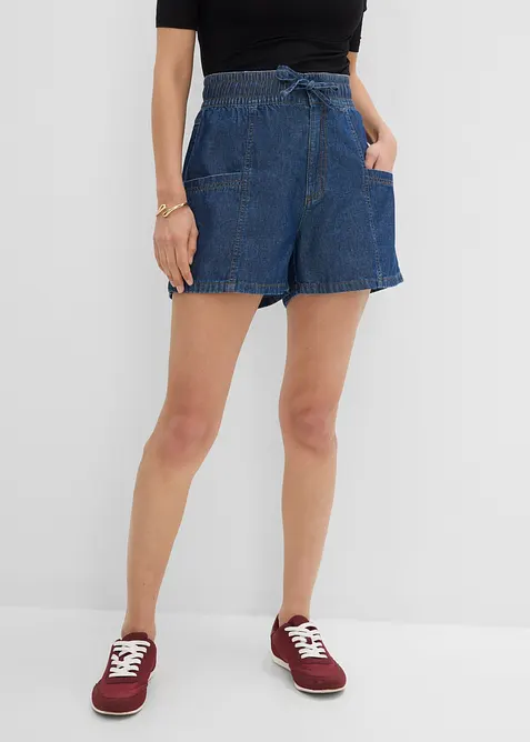 Shorts in jeans con comodo elastico, vita alta, bonprix