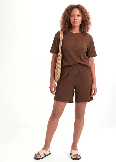 Shorts con elastico in vita in cr&ecirc;pe stropicciato, bonprix