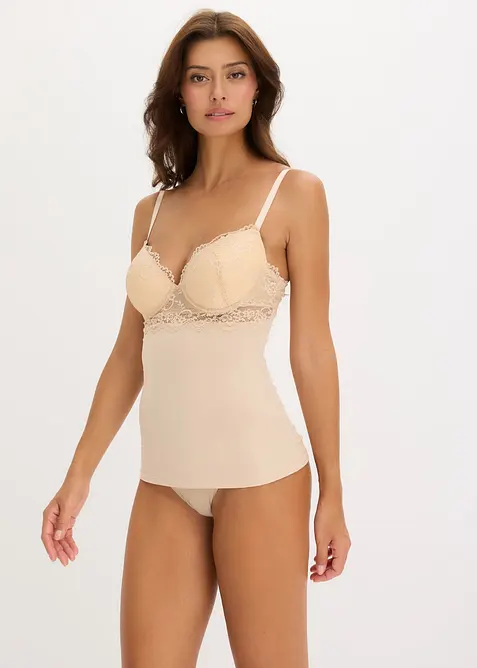 Canotta con reggiseno integrato in microfibra liscia, bonprix