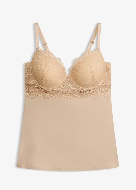 Canotta con reggiseno integrato in microfibra liscia, bonprix