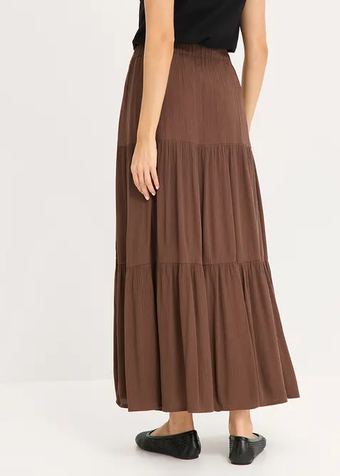 Gonna a balze lunga in viscosa operata, bonprix