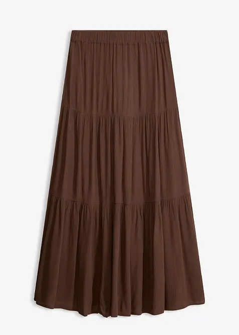 Gonna a balze lunga in viscosa operata, bonprix