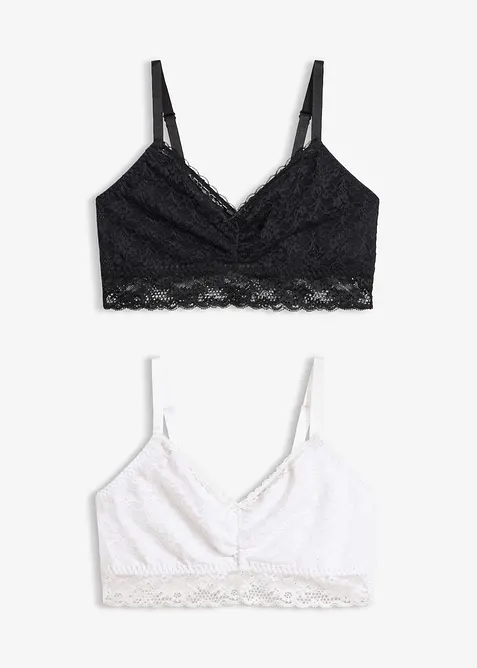 Reggiseno bustier con pizzo morbido (pacco da 2), bonprix