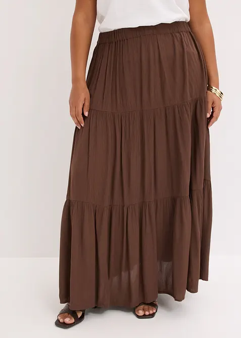 Gonna a balze lunga in viscosa operata, bonprix