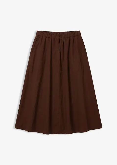 Gonna midi in misto lino, bonprix