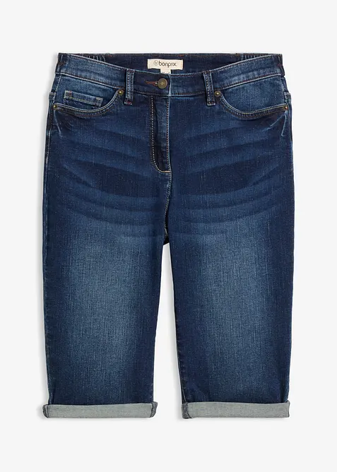 Bermuda in jeans con vita media parzialmente elasticizzata, bonprix