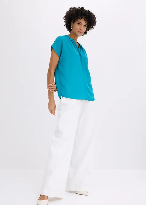 Camicetta a maniche corte con abbottonatura nascosta, bonprix