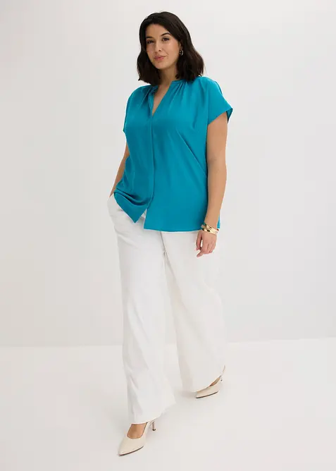 Camicetta a maniche corte con abbottonatura nascosta, bonprix