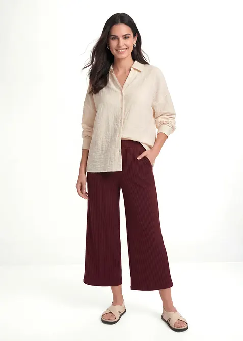 Pantaloni in jersey a coste con elastico in vita, bonprix