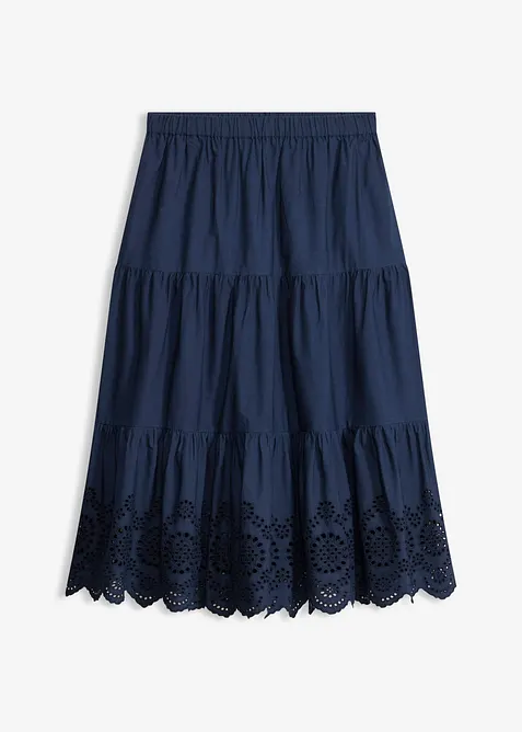 Gonna a balze con ricami traforati, bonprix