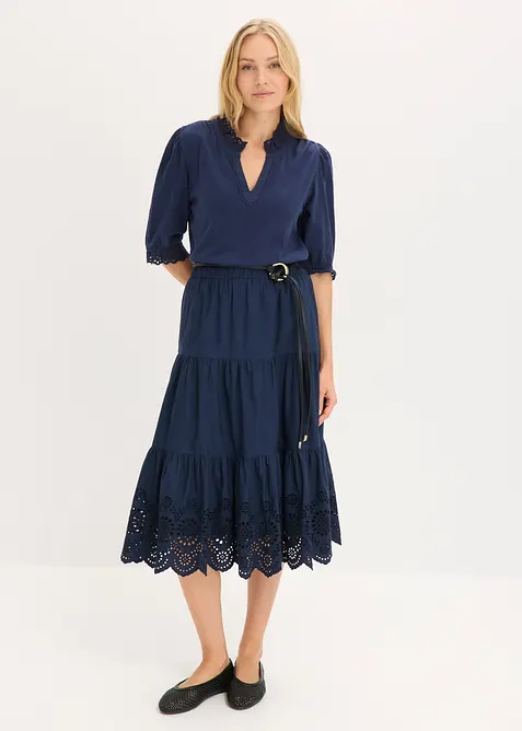 Gonna a balze con ricami traforati, bonprix