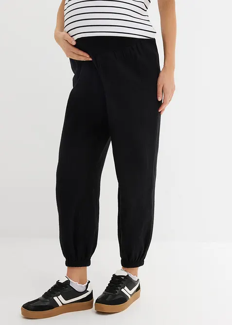 Pantaloni pr&eacute;maman 2 in 1 in mussola di puro cotone, bonprix