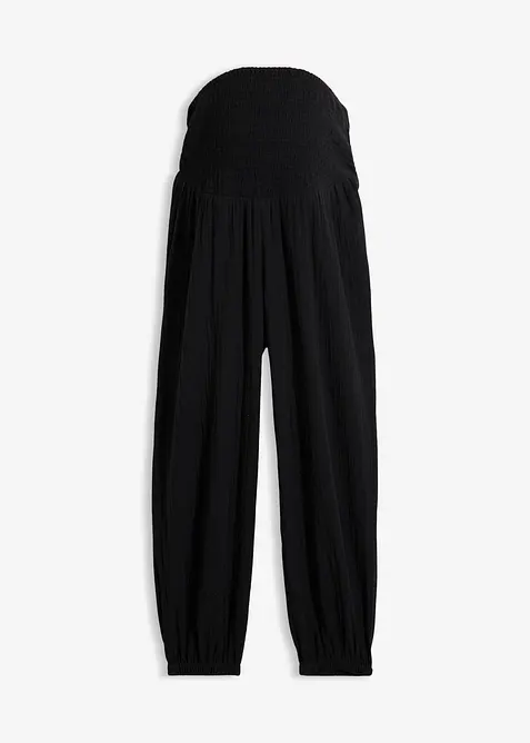 Pantaloni pr&eacute;maman 2 in 1 in mussola di puro cotone, bonprix