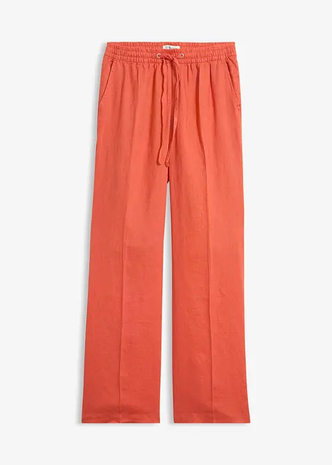 Pantaloni con elastico in vita in puro lino, bonprix