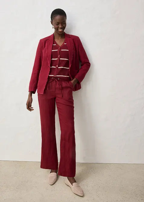 Pantaloni con elastico in vita in puro lino, bonprix