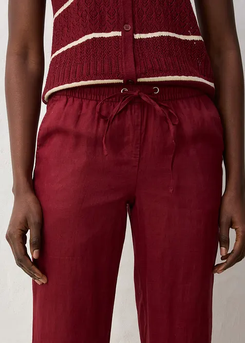 Pantaloni con elastico in vita in puro lino, bonprix