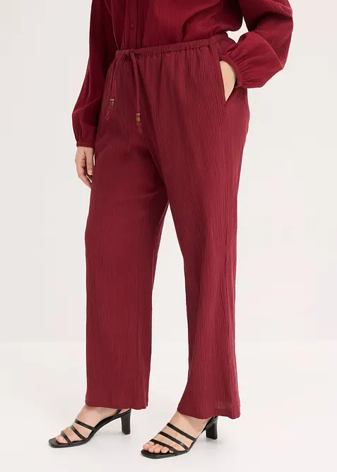 Pantaloni in crinkle strutturato con elastico in vita, bonprix
