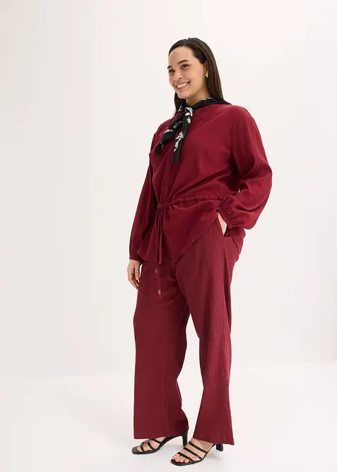 Pantaloni in crinkle strutturato con elastico in vita, bonprix