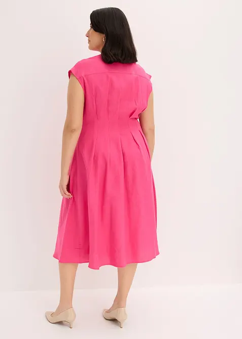 Abito midi in misto lino leggero, bonprix
