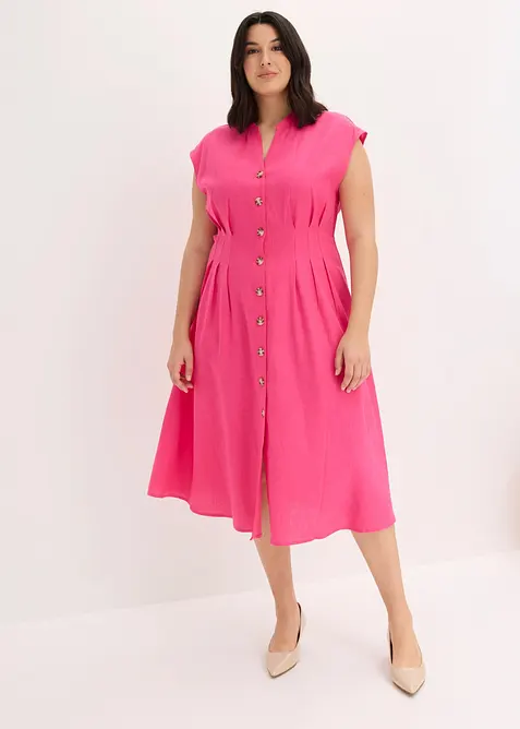 Abito midi in misto lino leggero, bonprix