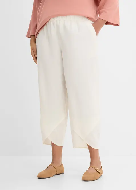 Pantaloni cropped in misto lino leggero, bonprix