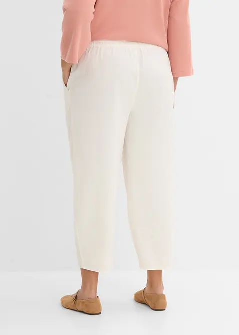 Pantaloni cropped in misto lino leggero, bonprix