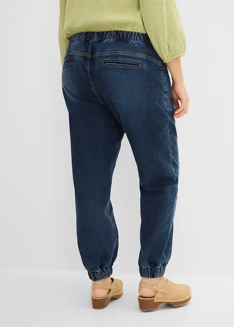 Jogger di jeans elasticizzati, vita media, bonprix