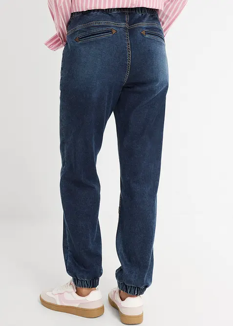 Jogger di jeans elasticizzati, vita media, bonprix