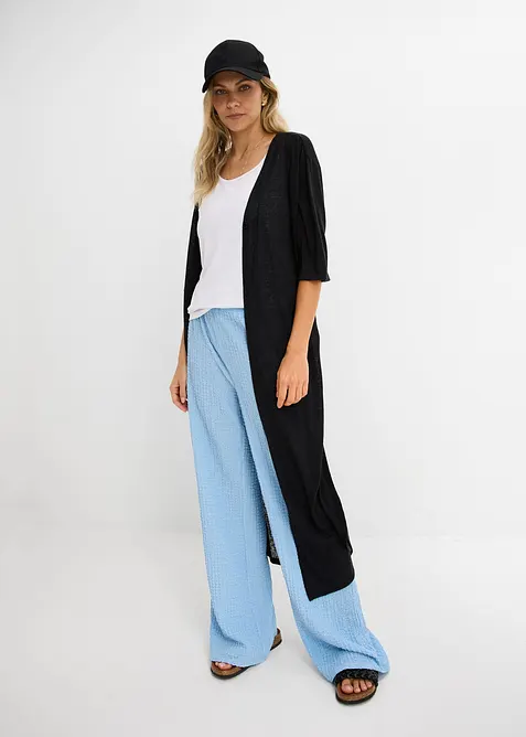 Cardigan lungo effetto lino, bonprix