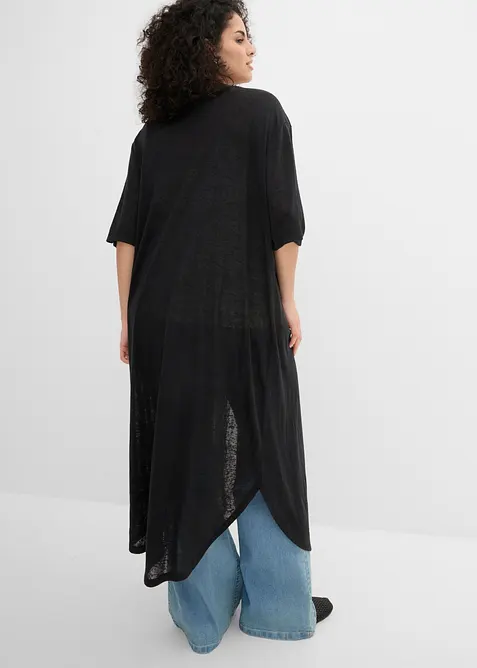 Cardigan lungo effetto lino, bonprix