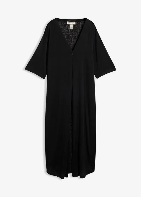 Cardigan lungo effetto lino, bonprix