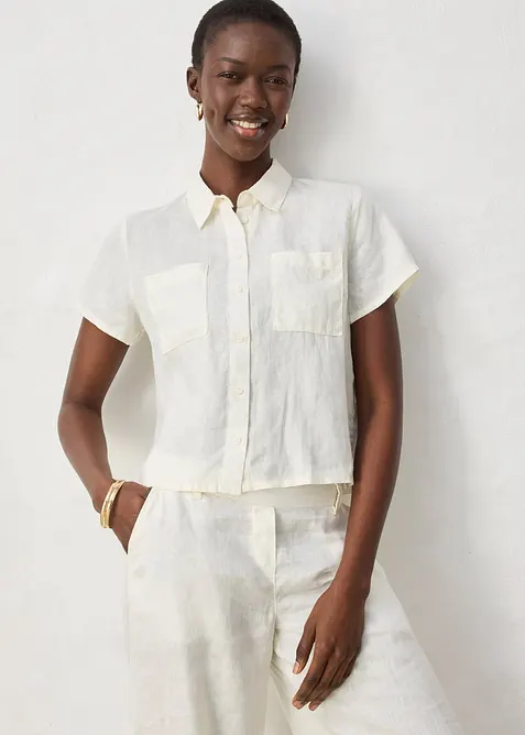 Camicetta a maniche corte in puro lino, bonprix